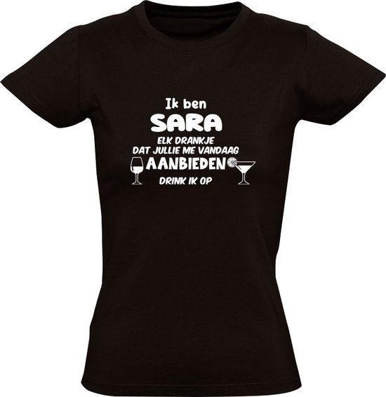 Sol's Ik ben Sara Dames T-shirt - Zwart - L