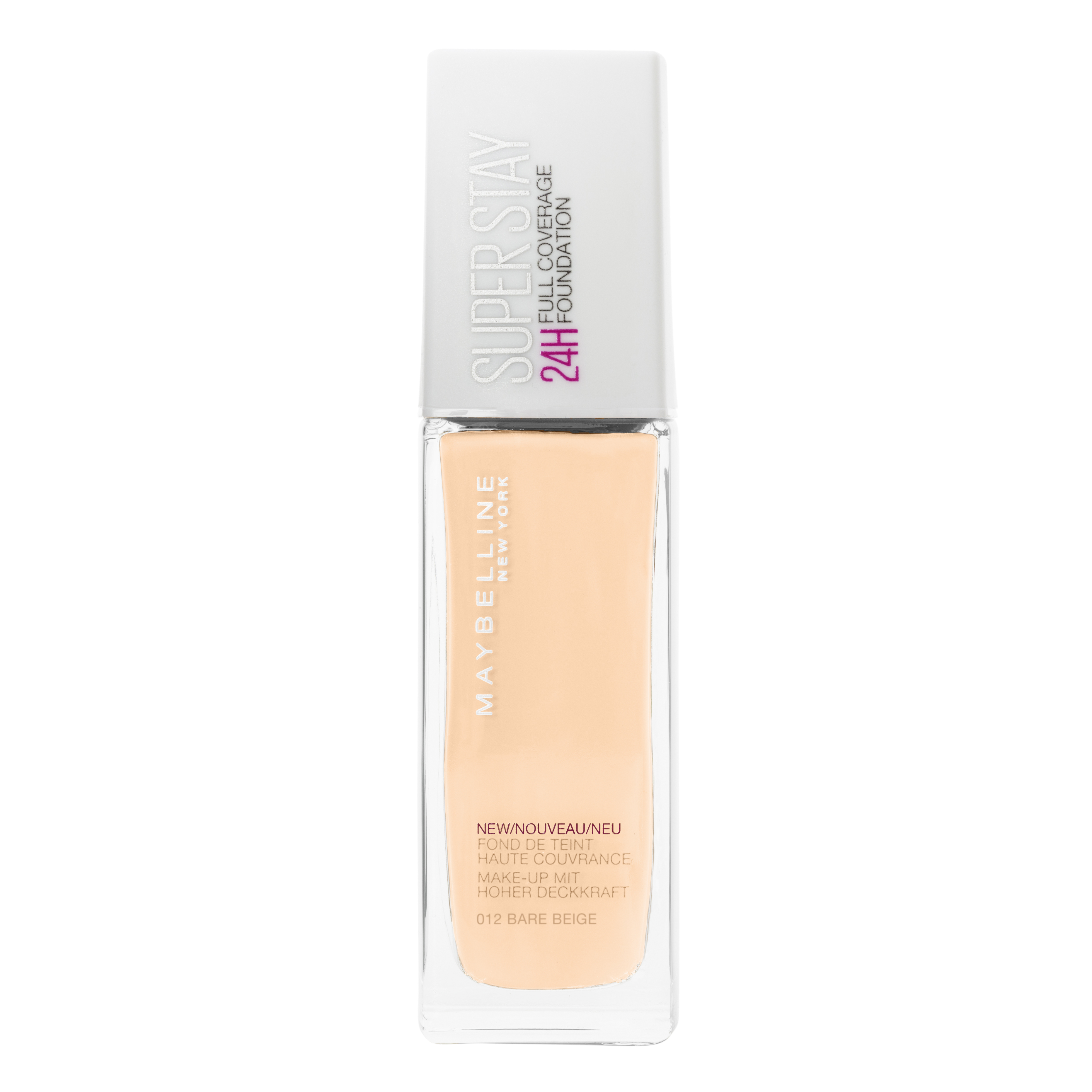 Maybelline SuperStay Full Coverage Foundation 012 Bare Beige – Super Dekkende, Langhoudende Foundation met Matte Finish - Olievrije Foundation – 30 ml