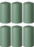 Enlightening Candles 6x Groene cilinderkaarsen/stompkaarsen 6 x 8 cm 27 branduren - Geurloze kaarsen groen