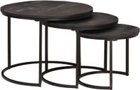 vidaXL Nesting Koffietafels Set van 2 Zwart Hout