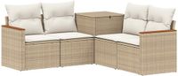 vidaXL Bankstel 2 zitplaatsen Beige en Crèmewit Polyrattan en Staal