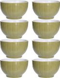 Excellent Houseware Bols à soupe/bols de service - 8x - Venice - céramique - D14 x H8 cm - vert