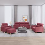 Maison Exclusive - Ensemble de canapés 4 pièces avec coussins rouge bordeaux tissu