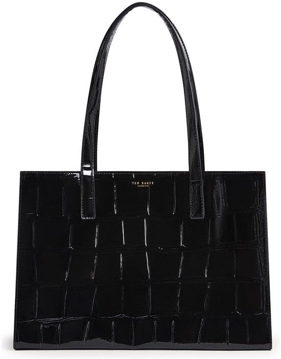 Ted Baker Welona Croc Effect Elongated Icon Bag Handtas Zwart