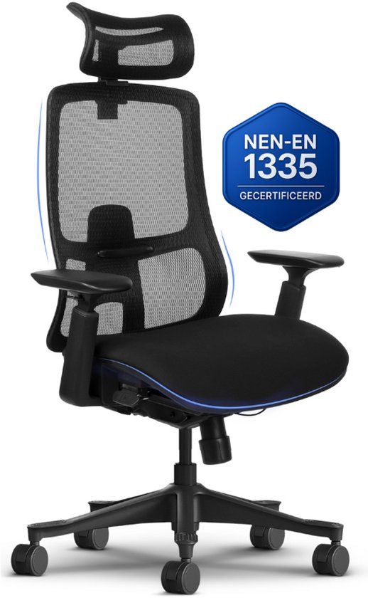 Stane B.V. Ergonomische Bureaustoel - Office Chair - Zwart - Mesh - Verstelbare armleuning - 155 kg