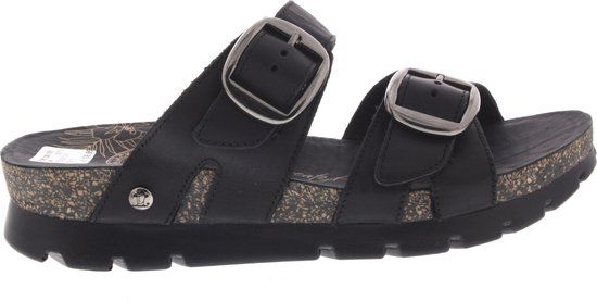 Panama Jack SHIRLEY B1 Dames Platte Sandalen Zwart Leer Maat 38