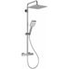 Colonne de douche avec robinet mitigeur thermostatique–carré–sortie sup/inf+bec baignoire–douche pluie 10" inox–douchette 5f–chromé