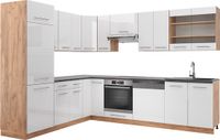 Vicco Cuisine d'angle Fame-Line, Blanc Laqué/Chêne Doré, 287 x 227 cm, WB Anthracite
