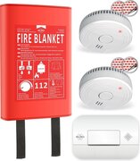 ELRO FF0404 Brandpreventieset - 2x Rookmelder met 5 jaar batterij en magneetmontage - CO Melder met 10 jaar sensor - Blusdeken Hardcover 1 2m x 1 2m