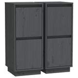vidaXL Dressoirs 2 stuks massief grenenhout grijs