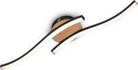 B.K.Licht BRILONER LED Plafondlamp - Hout en Zwart - 2 Lichtpunten - 12W - 960 Lumen - 3000K