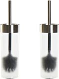 Item International Set van 2x stuks toiletborstel wit/goud met houder van kunststof 35 cm - Wc-borstels