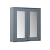 Hudson Reed Armoire miroir traditionnelle gris clair - 60cm x 65cm - Boutons classiques chromés | Warwick