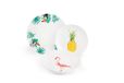 Excelsa Tropical tafelservies 18-delig, porselein, wit met decor