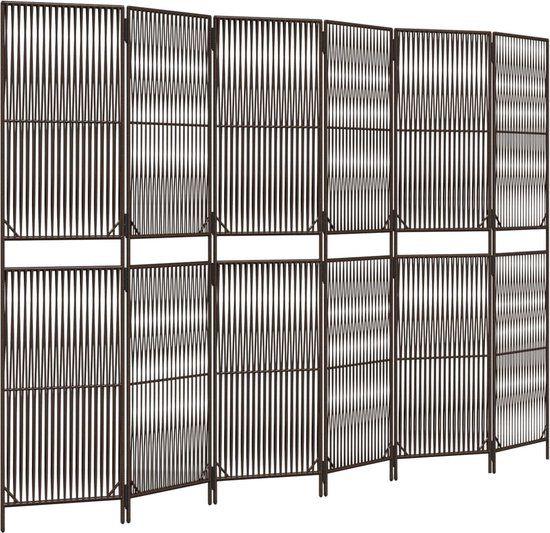 vidaXL Kamerscherm 6 panelen poly rattan bruin