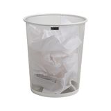 Mind Reader Mesh prullenbak, 16,65 l (4,4 gal), afvalpapier mand, rond, kantoor, metalen gaas, 29,2 cm L x 29,2 cm B x 34,9 cm H, wit