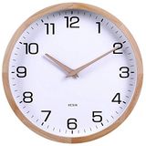 Kesin 12 inch houten ronde stille wandklok witte houten wandklokken analoog digitaal batterij-aangedreven niet tikken voor woonkamer keuken slaapkamer kantoor vintage woondecoratie
