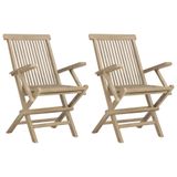 VidaXL Chaise de jardin terrasse teck gris pliable 2 pièces 56x61x89 cm teck massif