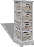 vidaXL Opbergkast met 4 weefmanden hout wit