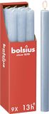 Bolsius Rustieke Tafelkaarsen Lichtblauw 9 Stuks 27 x 2,3 cm 13 Branduren Ongeparfumeerd Bevat Natuurlijke Plantaardige Was Zonder Palmolie