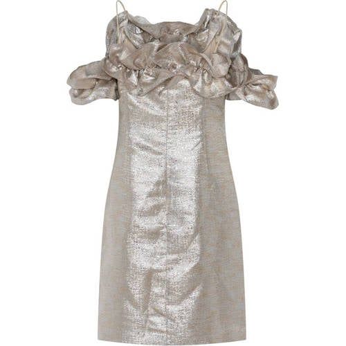 Bruuns Bazaar off shoulder jurk zilver