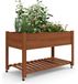 Sols en bois bac à plantes surélevé - Bac à plantes mobile - Roues réglables - Housse de protection - 122 x 61 x 76 cm - Couleur chêne
