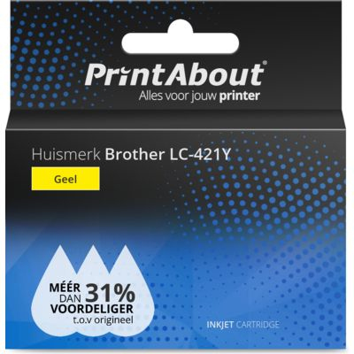 PrintAbout Huismerk Brother LC-421Y Inktcartridge Geel