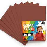 OFITURIA Eva-rubber voor school- en creatief knutselwerk, gekleurde schuimplaten voor doe-het-zelfprojecten, kunst, kinderdecoratie, scrapbooking, ambachtelijke designs, 40 x 30 cm (bruin, 40 stuks)