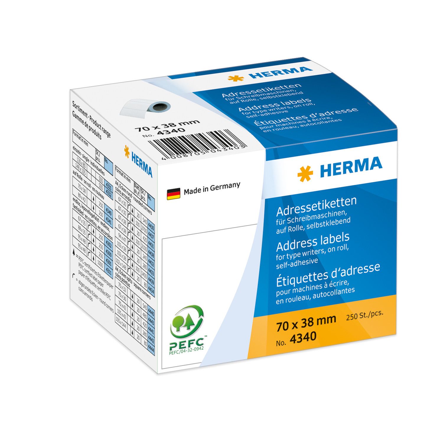 HERMA 4340 Adreslabels wit papier Duitsland