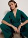 Apricot Jumpsuit met rechte pijpen van jerseycrêpe - Pine Green - S