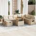 Maison Exclusive - Ensemble de jardin, 9 pièces, avec coussins, beige, en polyrotin et bois d'acacia
