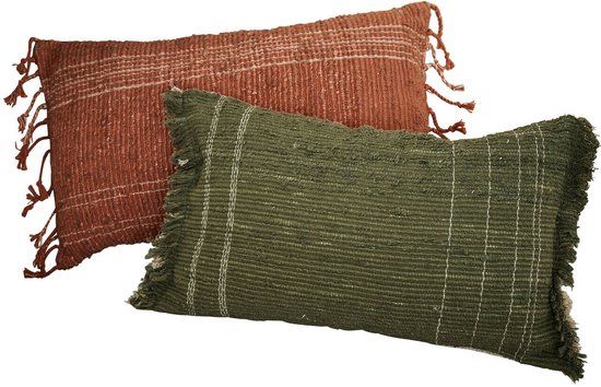 LOBERON Kussenhoes set van 2 Winlow groen/terracotta