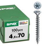 SPAX Universele schroef, 4,5 x 70 mm, 100 stuks, Voldraad, Verzonken kop, T-STAR plus T20, 4CUT, WIROX - 1191010450703