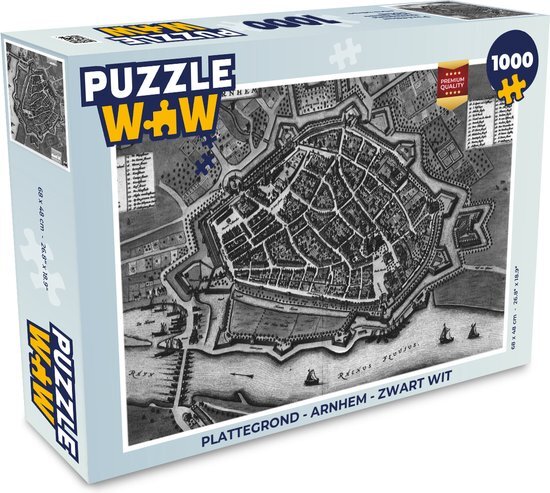 MuchoWow Puzzel Plattegrond - Arnhem - Zwart Wit - Legpuzzel - Puzzel 1000 stukjes volwassenen - Stadskaart