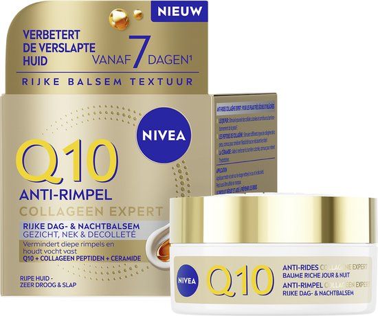 NIVEA Q10 Anti-Rimpel Collageen Expert Rijke Dag- & Nachtbalsem voor Vrouwen - Collageen Peptide - Ceramide - 50ml