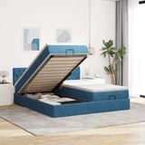 VidaXL Ottoman Bed with Mattresses, Dark Blue, Velvet, 160x200cm