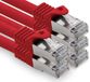Freiwerk 1,5 m - rood - verpakking van 5 CAT.7 netwerkkabel LAN Ethernet patchkabel S-FTP LSZH PIMF 10GB s RJ45-stekker Cat6a