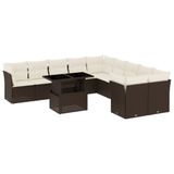 VidaXL Loungeset 11-delig avec coussins, poly rotin, marron