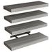 BAKAJI Set van 4 massief houten wandplanken, multifunctionele wandplank met intrekbare metalen houders, rek voor slaapkamer, woonkamer, keuken, badkamer, 40 x 14 x 3 cm (grijs)