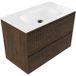Saniclass Badkamermeubelset - 80x45x61.5cm - Flow solid surface wastafel wit - 1 wasbak - zonder kraangat - 2 lades - mat eiken charcoal