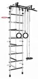 Monkey-Gym Gamma Plus Klimwand voor kinderen, binnen. Metalen klimrek met touwladder en gymnastiekringen – zwart