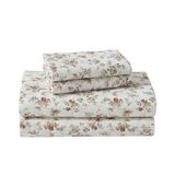 Laura Ashley - Twin Sheet Set, Katoen Flanel beddengoed, geborsteld voor extra zachtheid en comfort (Le Fleur Orange, Twin)
