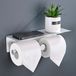 Unyqoos Porte-rouleau de papier toilette sans perçage, avec étagère, adhésif, montage mural, porte-rouleau double en aluminium, 31 cm, Argent