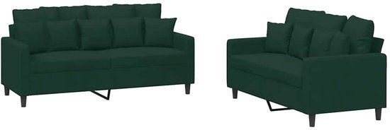 vidaXL 2-delige Loungeset met kussens fluweel donkergroen