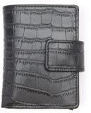 Manfield - Unisex - Zwarte leren croco pasjeshouder