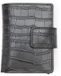 Manfield - Unisex - Zwarte leren croco pasjeshouder
