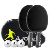 JOOLA Tafeltennis Set Black Duo PRO 2 tafeltennisbatjes + 3 tafeltennisballen + tafeltennishoes, zwart, 6-delig
