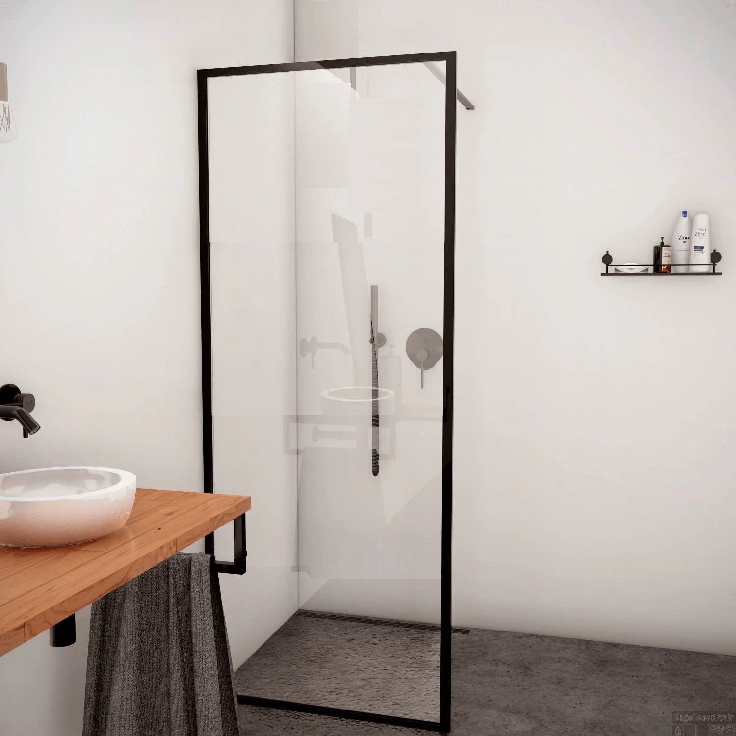 Boss & Wessing Inloopdouche Recta 80x200 cm Mat Zwart Profiel Rondom
