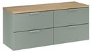 Armoire de salle de bain 120 cm, vert, avec plateau en chêne, 4 tiroirs, design moderne