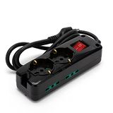 Italiaanse stekkerdoos: 2 Schuko + 4 stopcontacten 10/16 A, kabel 1,5 m en schakelaar